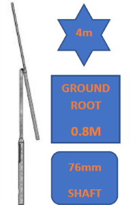 4M Galvanised Rooted Mid-Hinged Lamp Post/Lighting Column