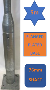 5M Galvanised Flanged Street Lamp Post Top/Lighting Column