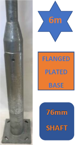 6M Galvanised Flanged Street Lamp Post Top/Lighting Column